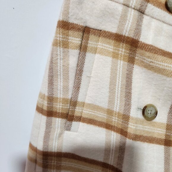 Loft Outlet Cream Camel Brown Beige Preppy Soft Plaid Classic Mini Skirt Medium - Picture 3 of 6